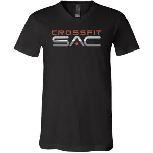 CrossFit SAC - 100 - Red & Silver - Men's V-Neck T-Shirt