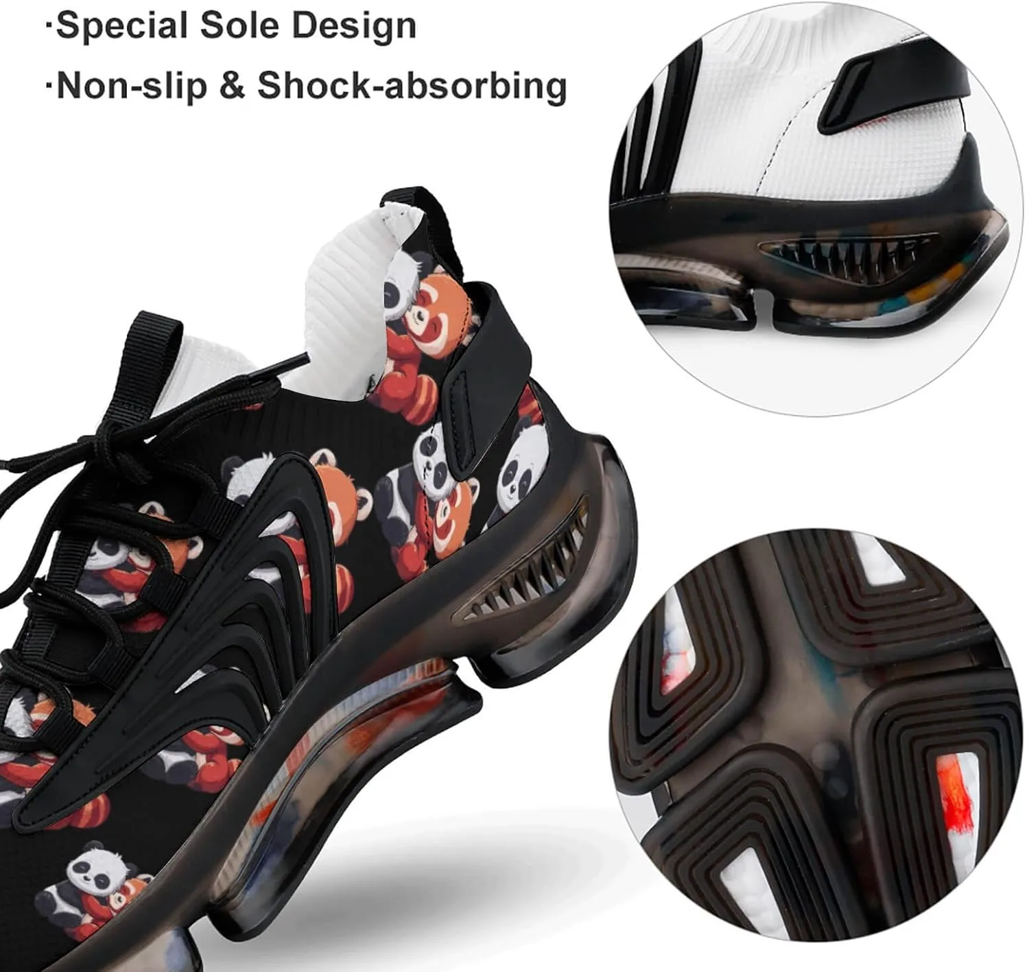 Cute Panda and Red Panda Men's Running Shoes Lightweight Walking Shoe Breathable Sneaker