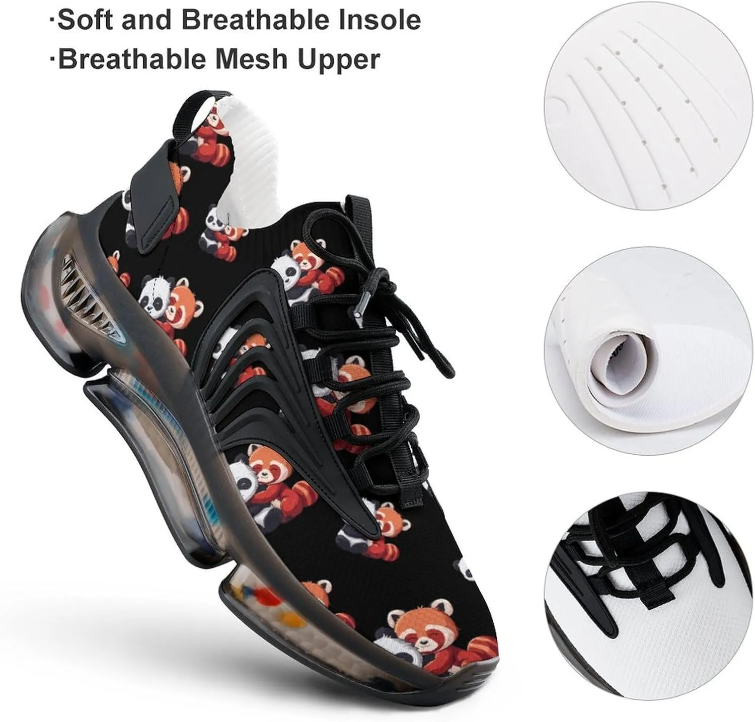 Cute Panda and Red Panda Men's Running Shoes Lightweight Walking Shoe Breathable Sneaker