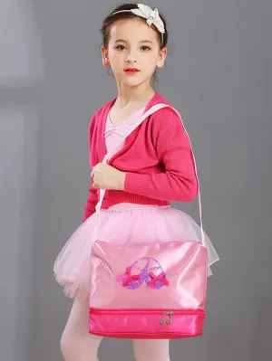 Dance Bag Pink Sequin Dance Shoes Storage Crossbody Ballet Bag