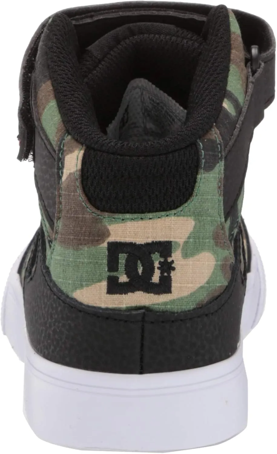 DC Boy's Pure High Top EV Skate Shoes With Ankle Strap and Elastic Laces