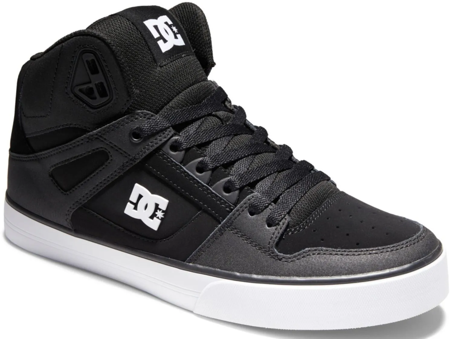 DC Pure High Top WC Black White Mens Leather Skate Trainers