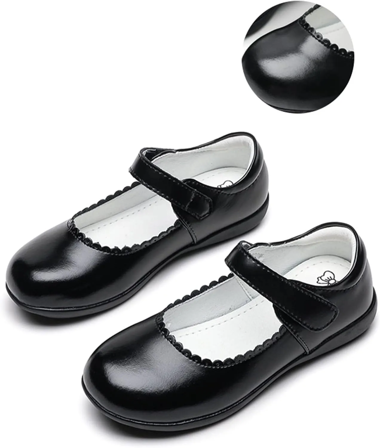 Delicate Loafers for School Girls Little Girls 𝐏atent Leather Reflective Flat Shoes with Princess Dresses