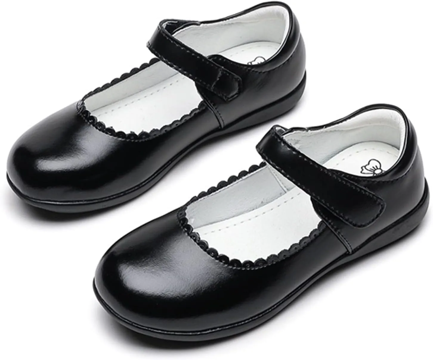 Delicate Loafers for School Girls Little Girls 𝐏atent Leather Reflective Flat Shoes with Princess Dresses