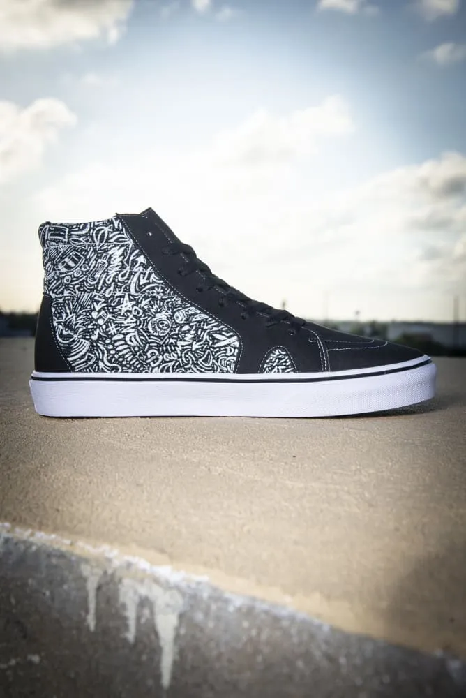 Devious Doodle Print Ladies High Top Skate Sneaker