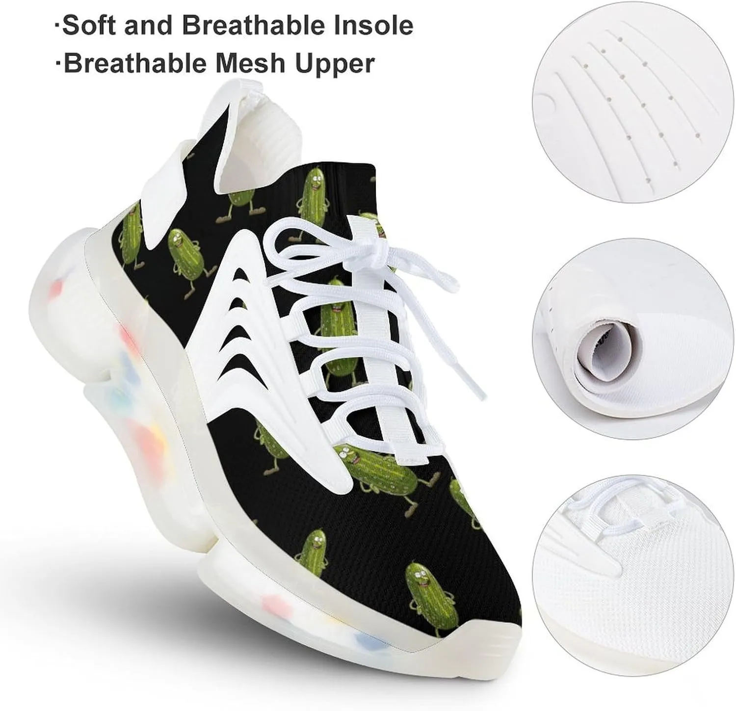 Dill with It Funny Pickle Men's Running Shoes Lightweight Walking Shoe Breathable Sneaker