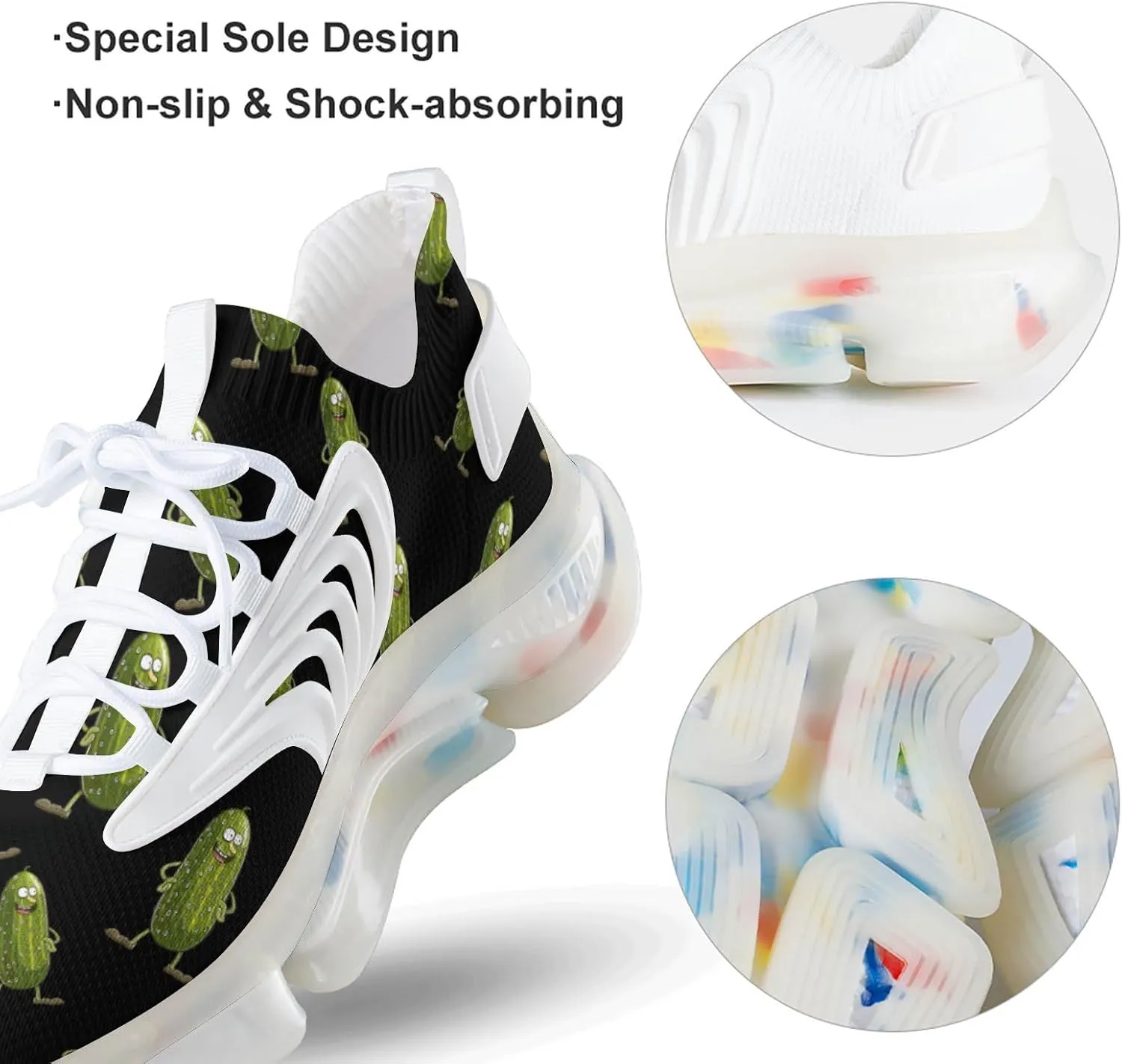 Dill with It Funny Pickle Men's Running Shoes Lightweight Walking Shoe Breathable Sneaker