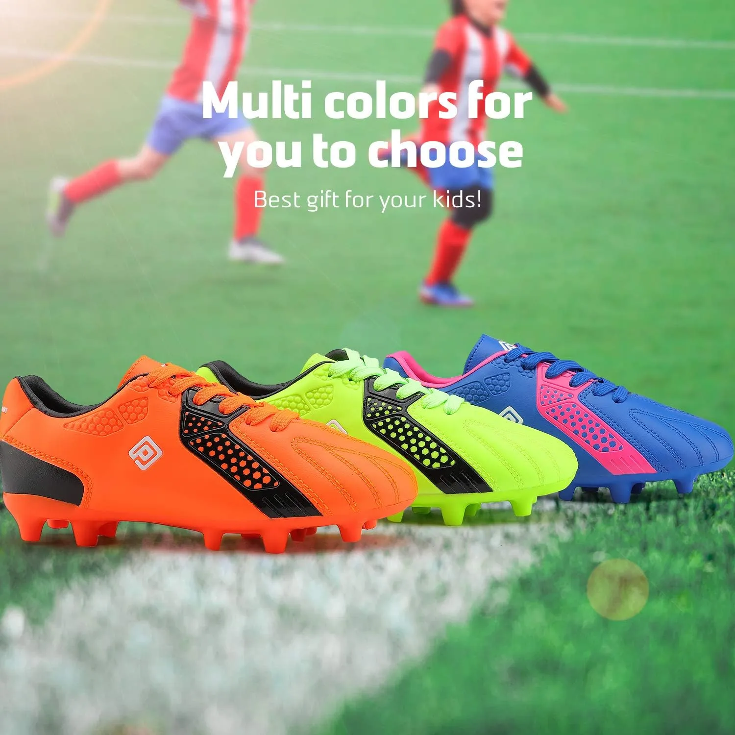 DREAM PAIRS Boys Girls Soccer Cleats Youth Firm Groud Classic Lightweight Football Shoes for Little/Big Kid