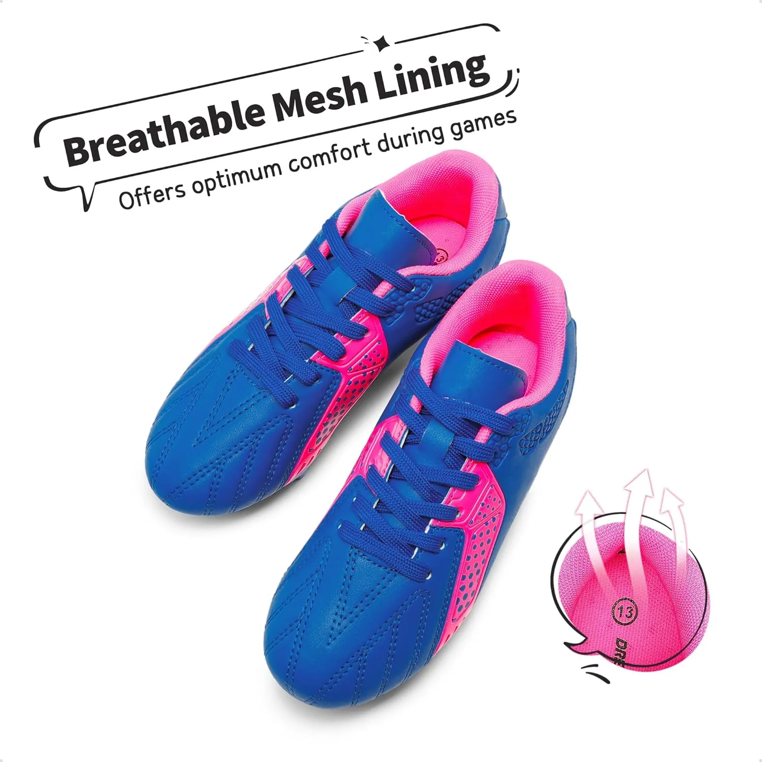 DREAM PAIRS Boys Girls Soccer Cleats Youth Firm Groud Classic Lightweight Football Shoes for Little/Big Kid