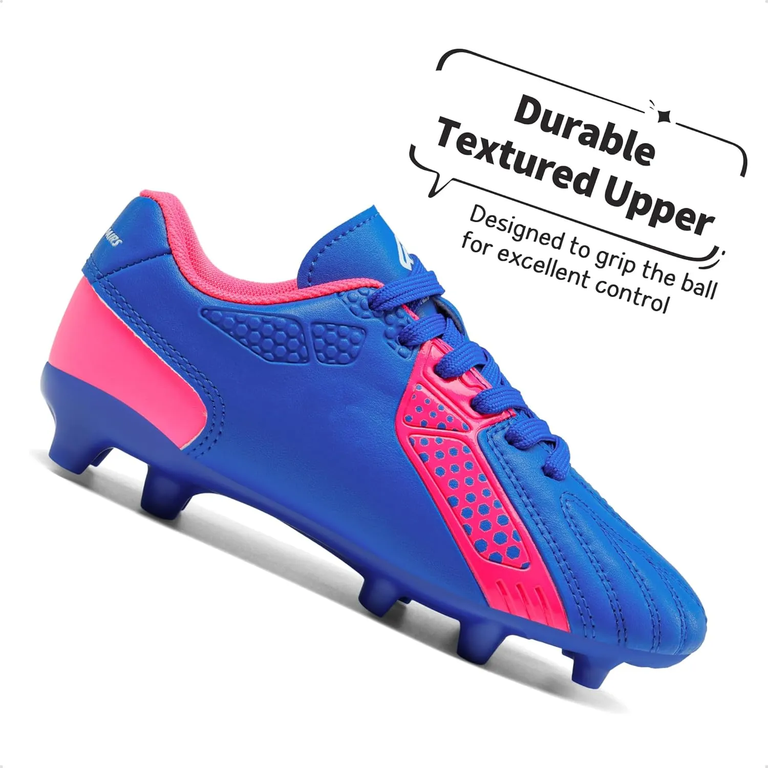 DREAM PAIRS Boys Girls Soccer Cleats Youth Firm Groud Classic Lightweight Football Shoes for Little/Big Kid