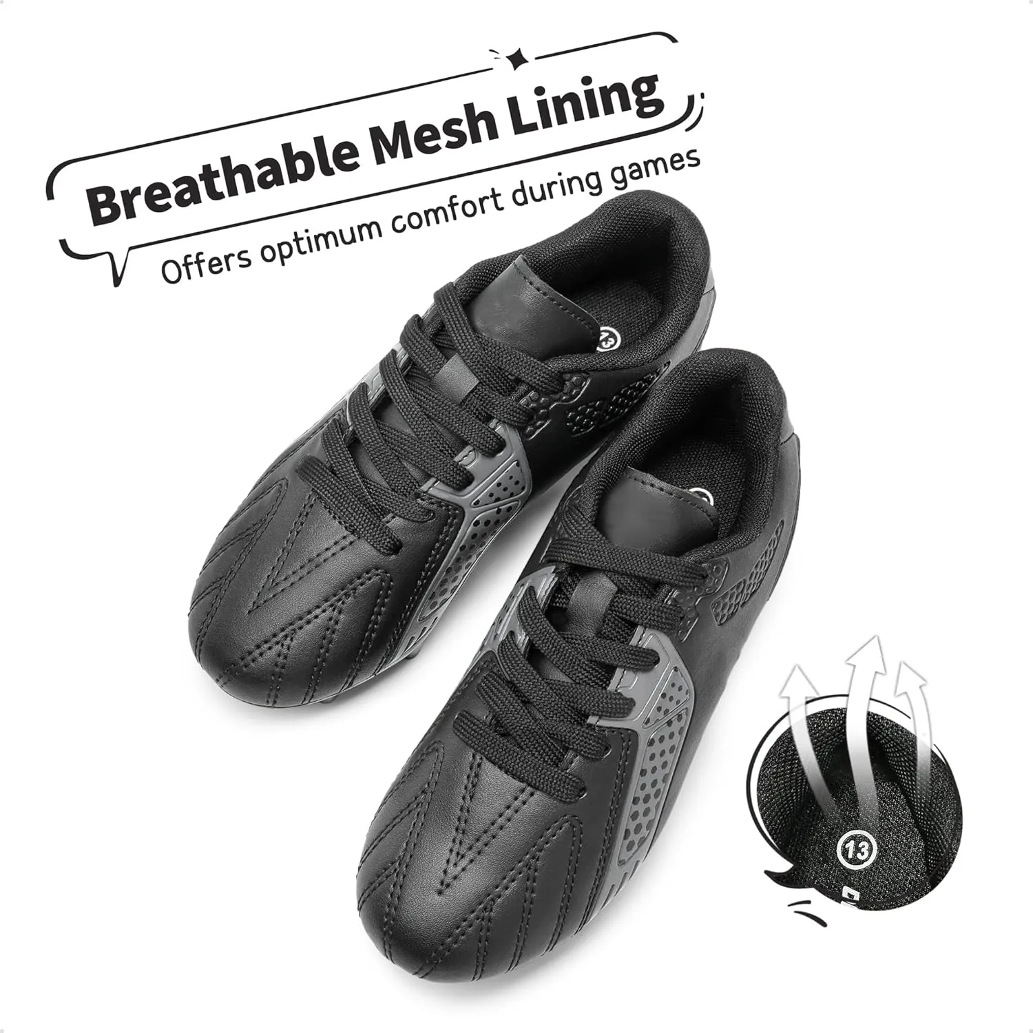 DREAM PAIRS Boys Girls Soccer Cleats Youth Firm Groud Classic Lightweight Football Shoes for Little/Big Kid