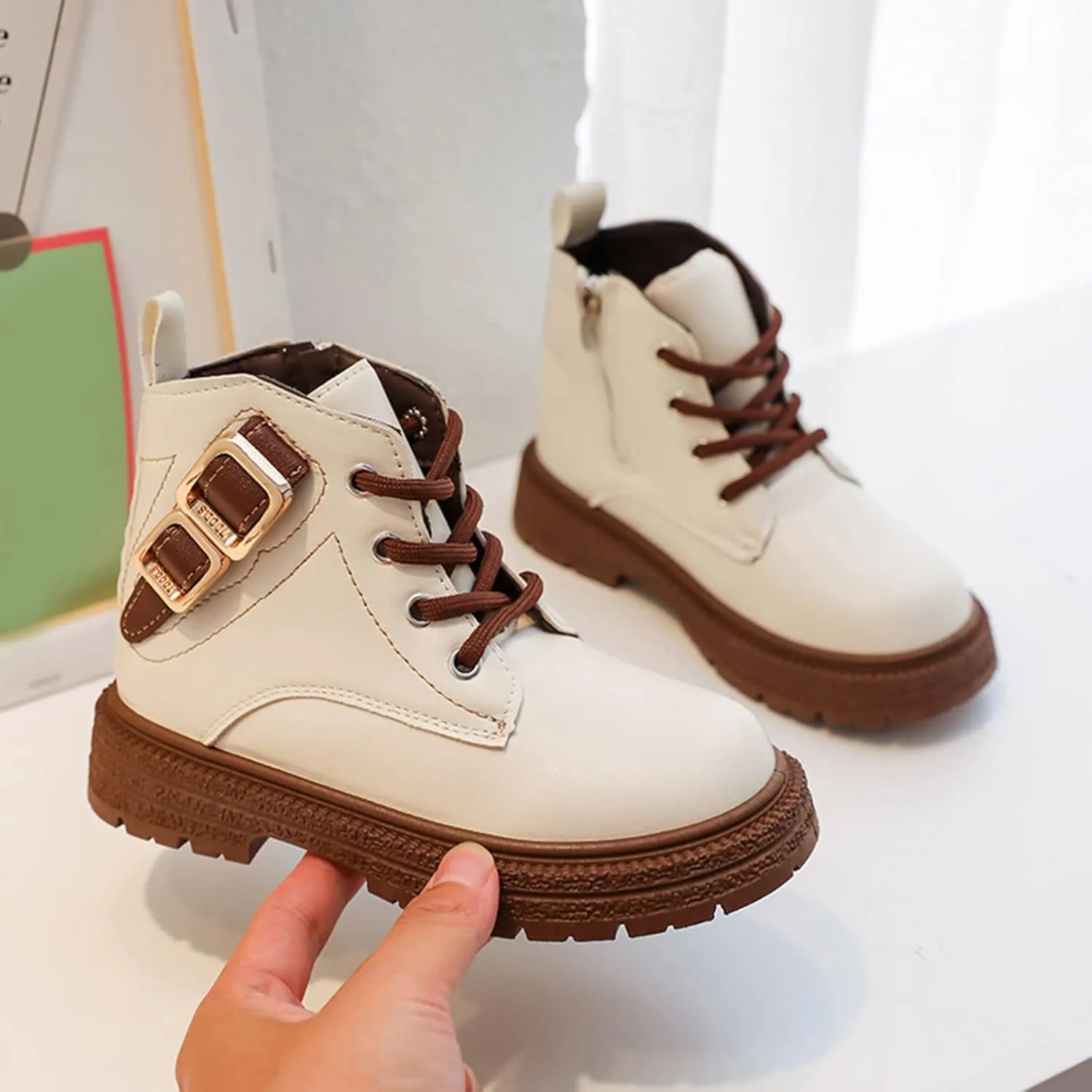 Dress Shoes Buckle Fashion Autumn And Winter Girls Boots Thick Bottom Flat Bottom Toddler Shoes Girl Boots