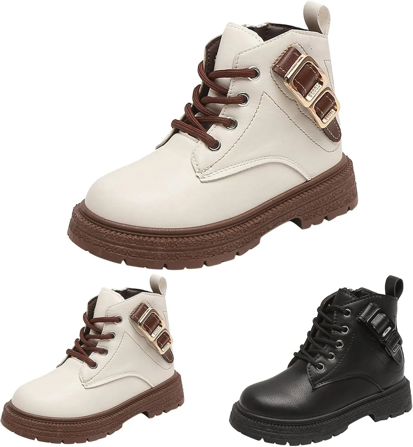 Dress Shoes Buckle Fashion Autumn And Winter Girls Boots Thick Bottom Flat Bottom Toddler Shoes Girl Boots