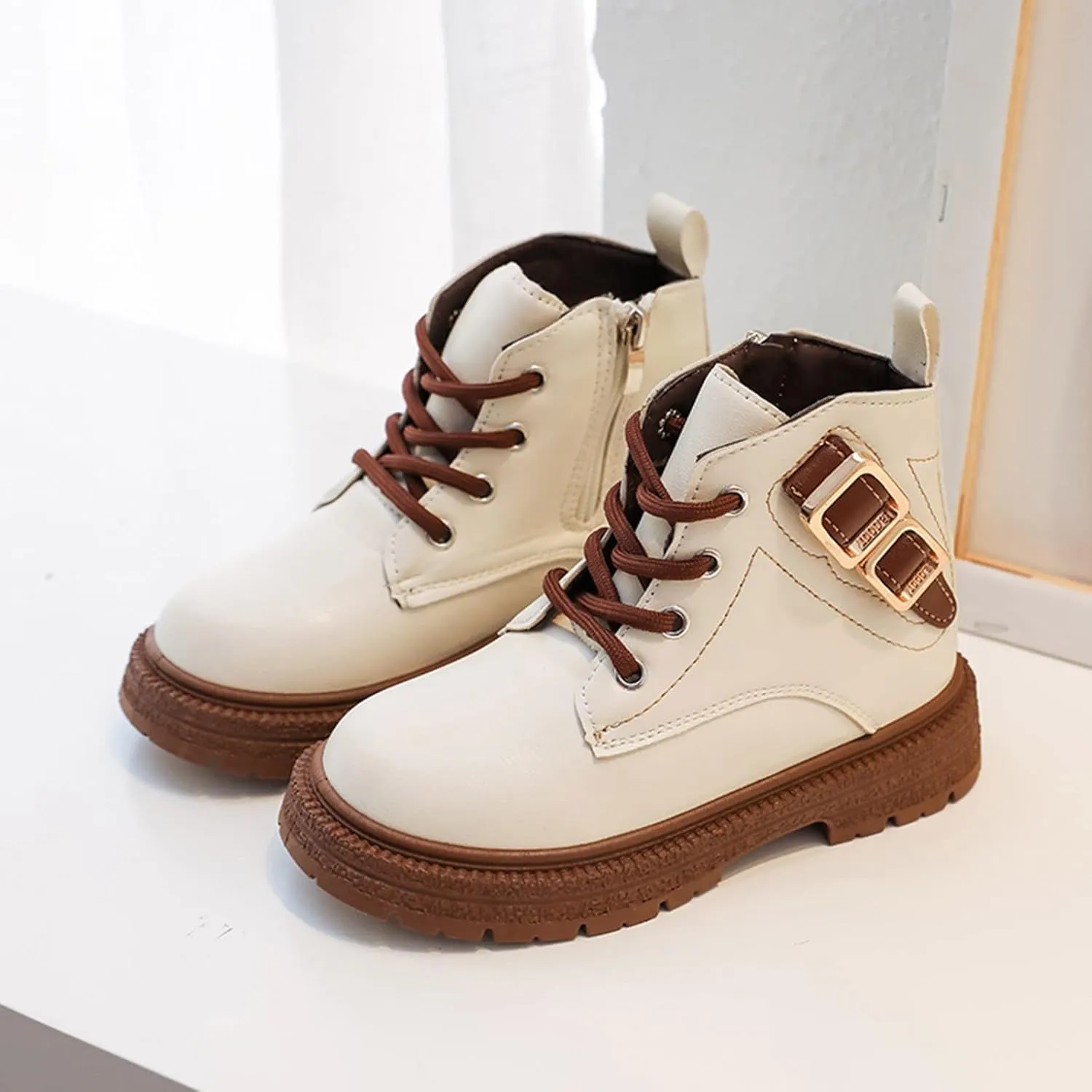 Dress Shoes Buckle Fashion Autumn And Winter Girls Boots Thick Bottom Flat Bottom Toddler Shoes Girl Boots