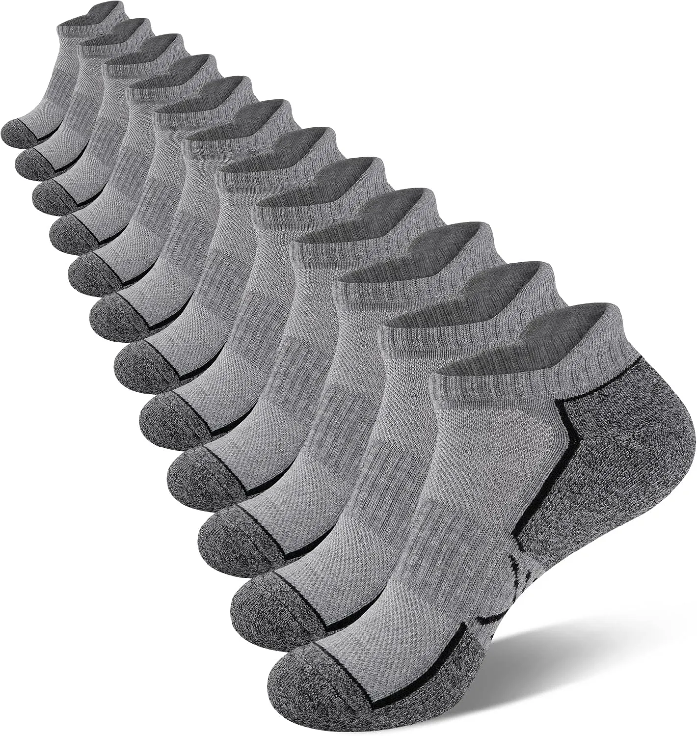 eallco Mens Ankle Socks Athletic Running Low Cut Sock Cushioned Tab Socks For Men 6 Pairs