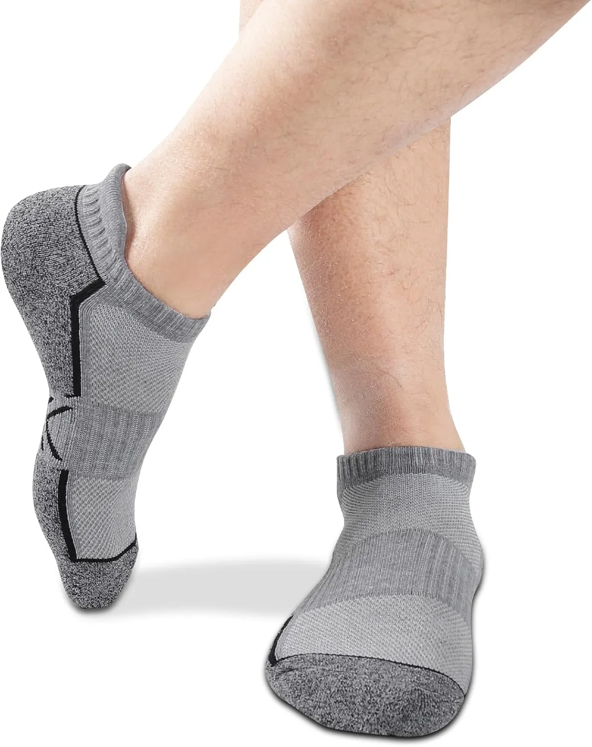 eallco Mens Ankle Socks Athletic Running Low Cut Sock Cushioned Tab Socks For Men 6 Pairs