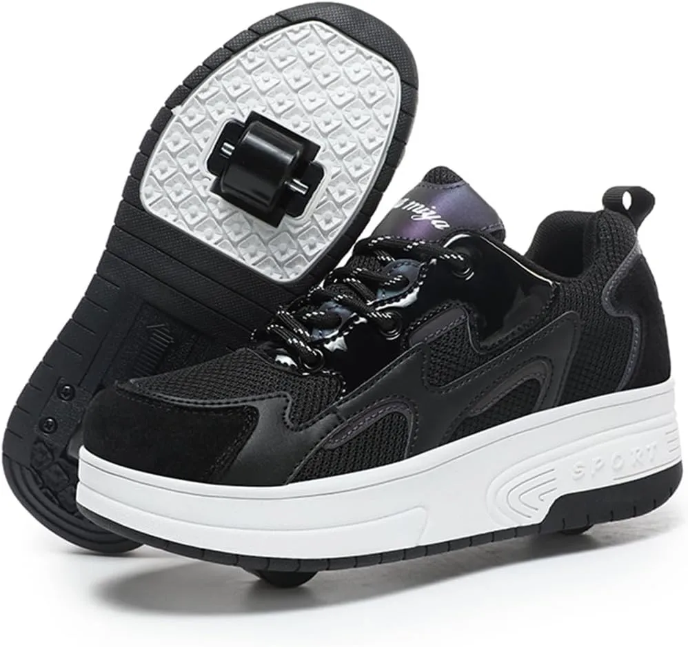 Ehauuo Roller Skates Shoes Sneakers Wheels Removable for Boys Girls Safety Stain-Resistant Easy on and Clean Comfortable as Kids Fun Sports Loved for Kids Beginners