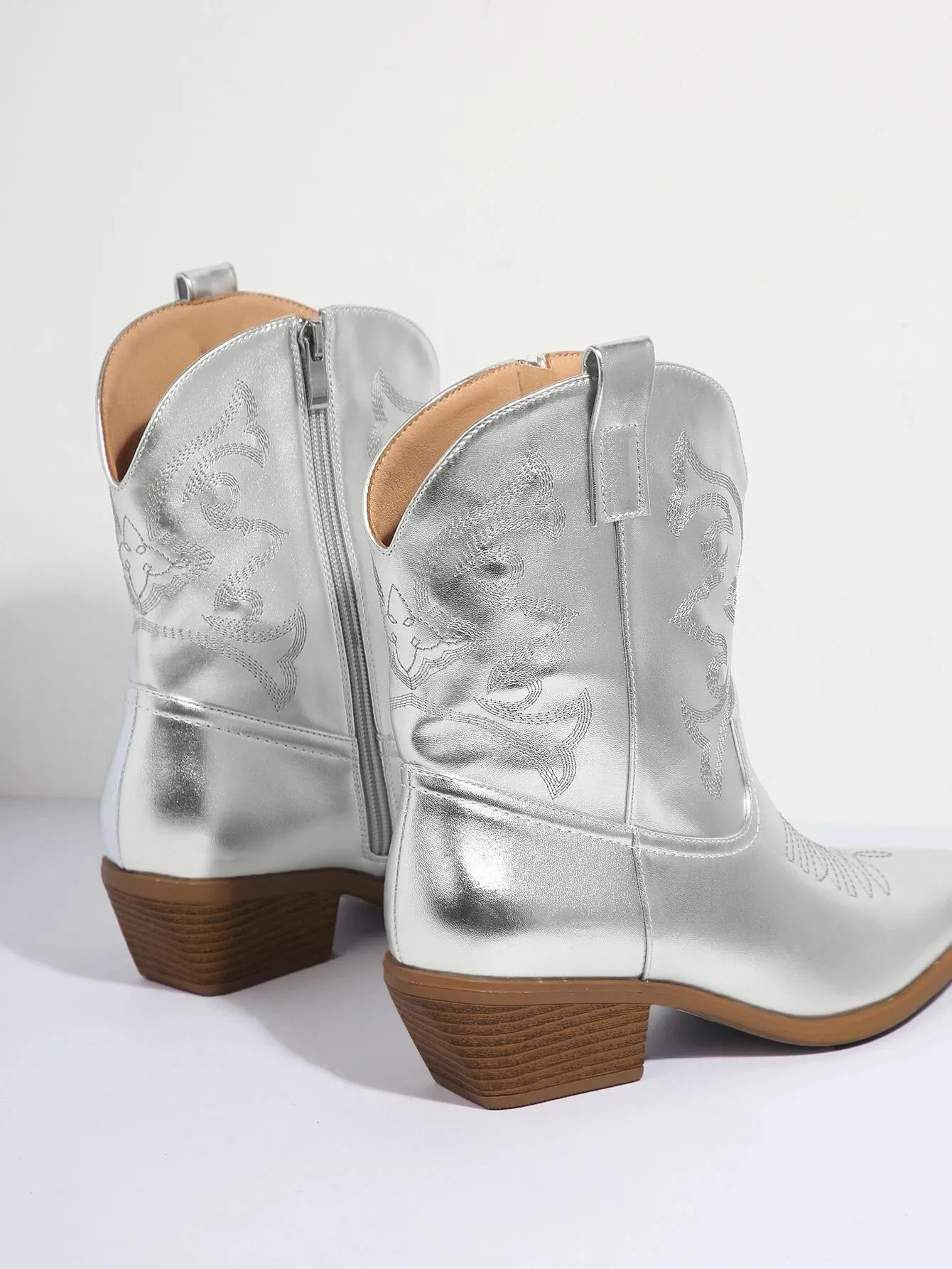 Embroidery Mid Calf Boots