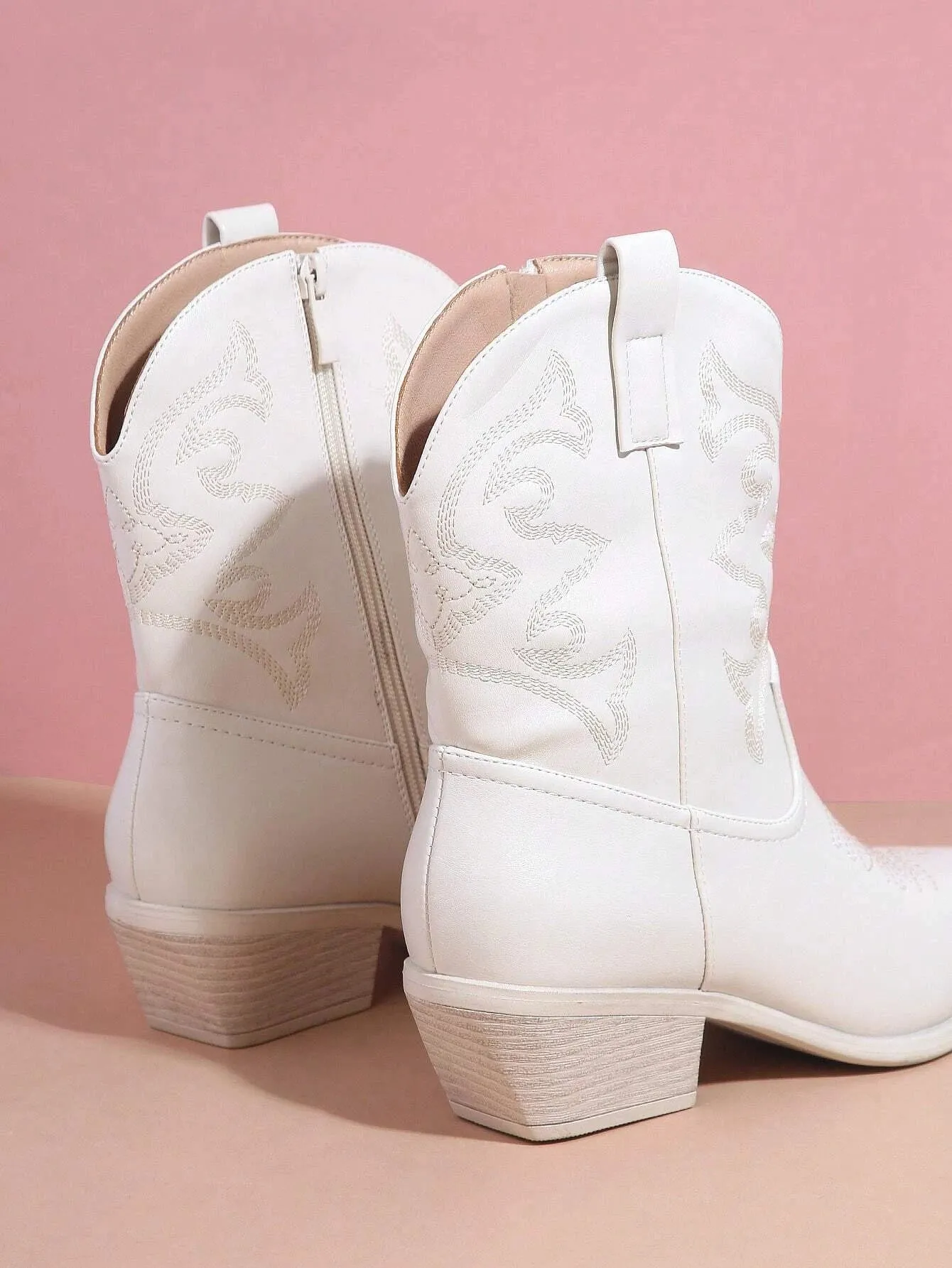 Embroidery Mid Calf Boots