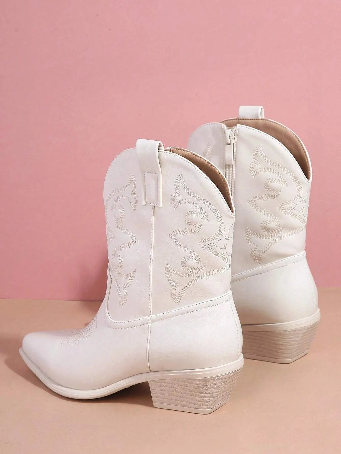 Embroidery Mid Calf Boots