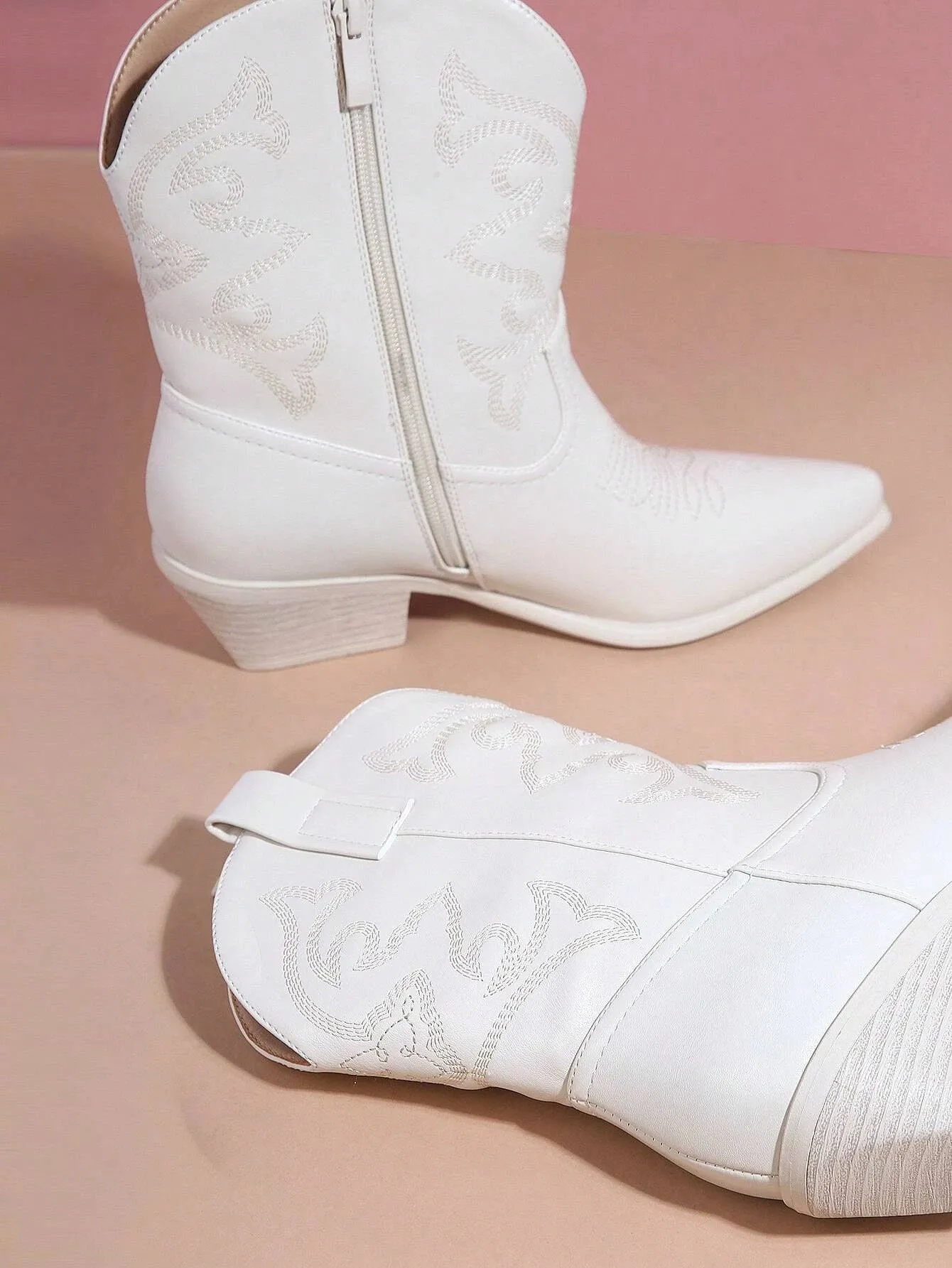 Embroidery Mid Calf Boots