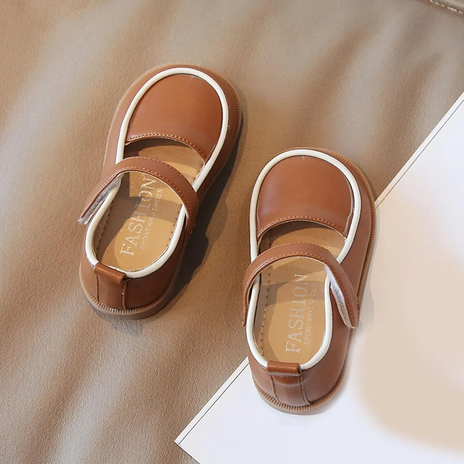 Fashion Autumn Girls Casual Shoes Flat Lightweight Solid Color Hook Loop Dress Shoes Simple Boot 10