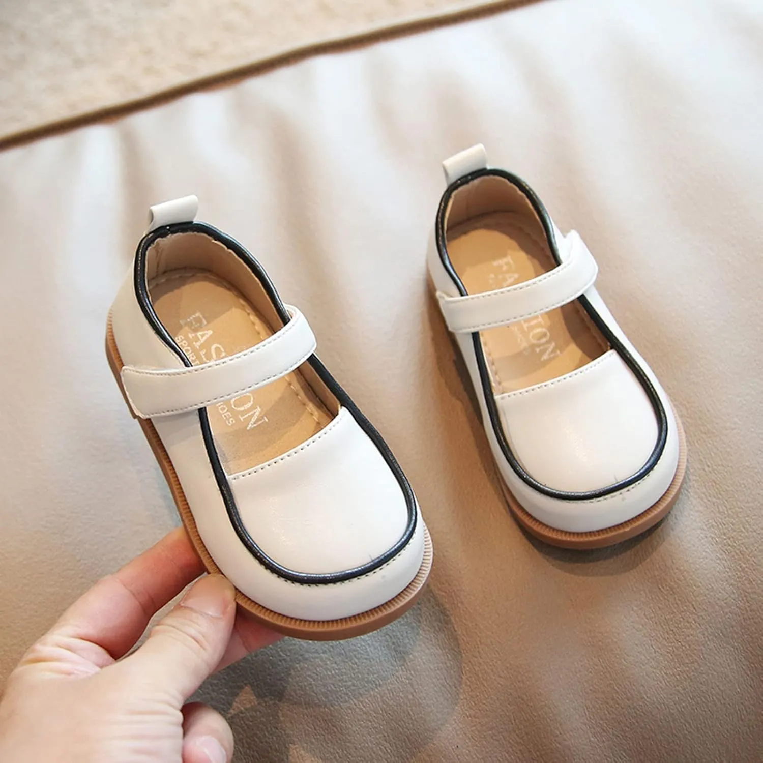 Fashion Autumn Girls Casual Shoes Flat Lightweight Solid Color Hook Loop Dress Shoes Simple Boot 10