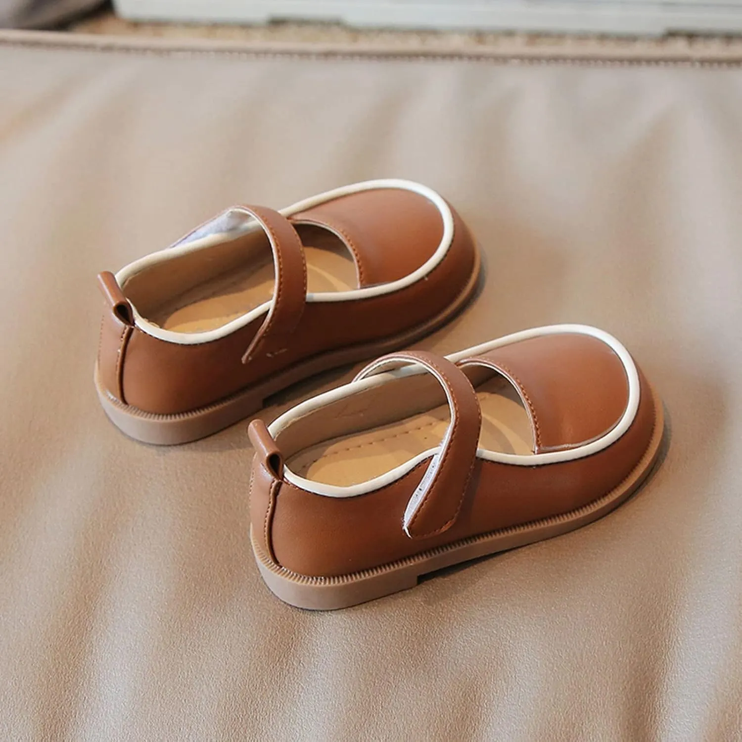 Fashion Autumn Girls Casual Shoes Flat Lightweight Solid Color Hook Loop Dress Shoes Simple Boot 10