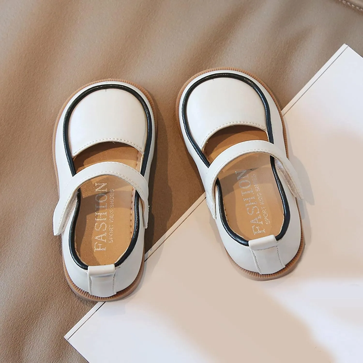 Fashion Autumn Girls Casual Shoes Flat Lightweight Solid Color Hook Loop Dress Shoes Simple Boot 10