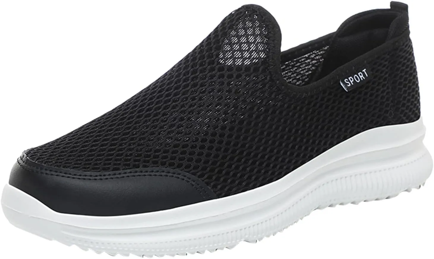Fashion Summer Men Breathable Mesh Lightweight Comfortable Casual Shoes Tops Mens Sneaker (White, 8.5)