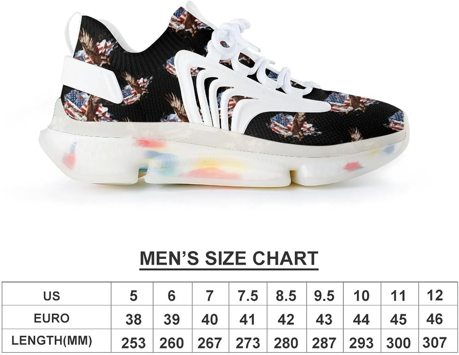 Flying Eagle American Flag Men's Running Shoes Lightweight Walking Shoe Breathable Sneaker