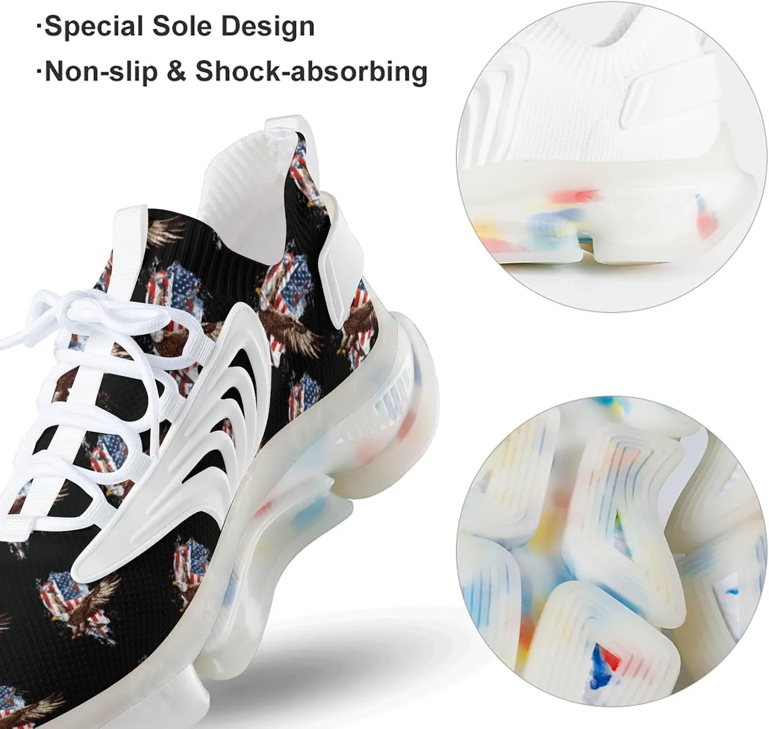 Flying Eagle American Flag Men's Running Shoes Lightweight Walking Shoe Breathable Sneaker