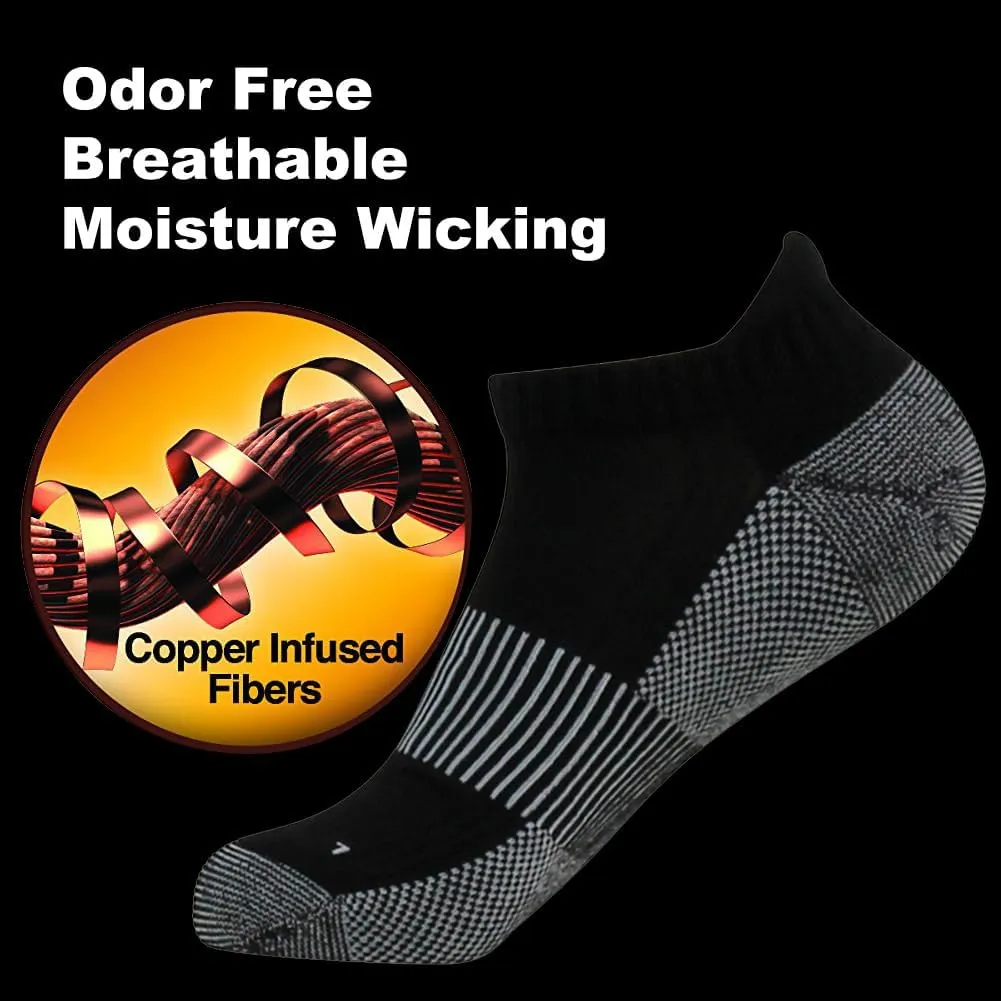 FOOTPLUS Unisex Copper Compression Socks Circulation Arch Support Plantar Fasciitis Ankle Golf/Running/Hiking Socks
