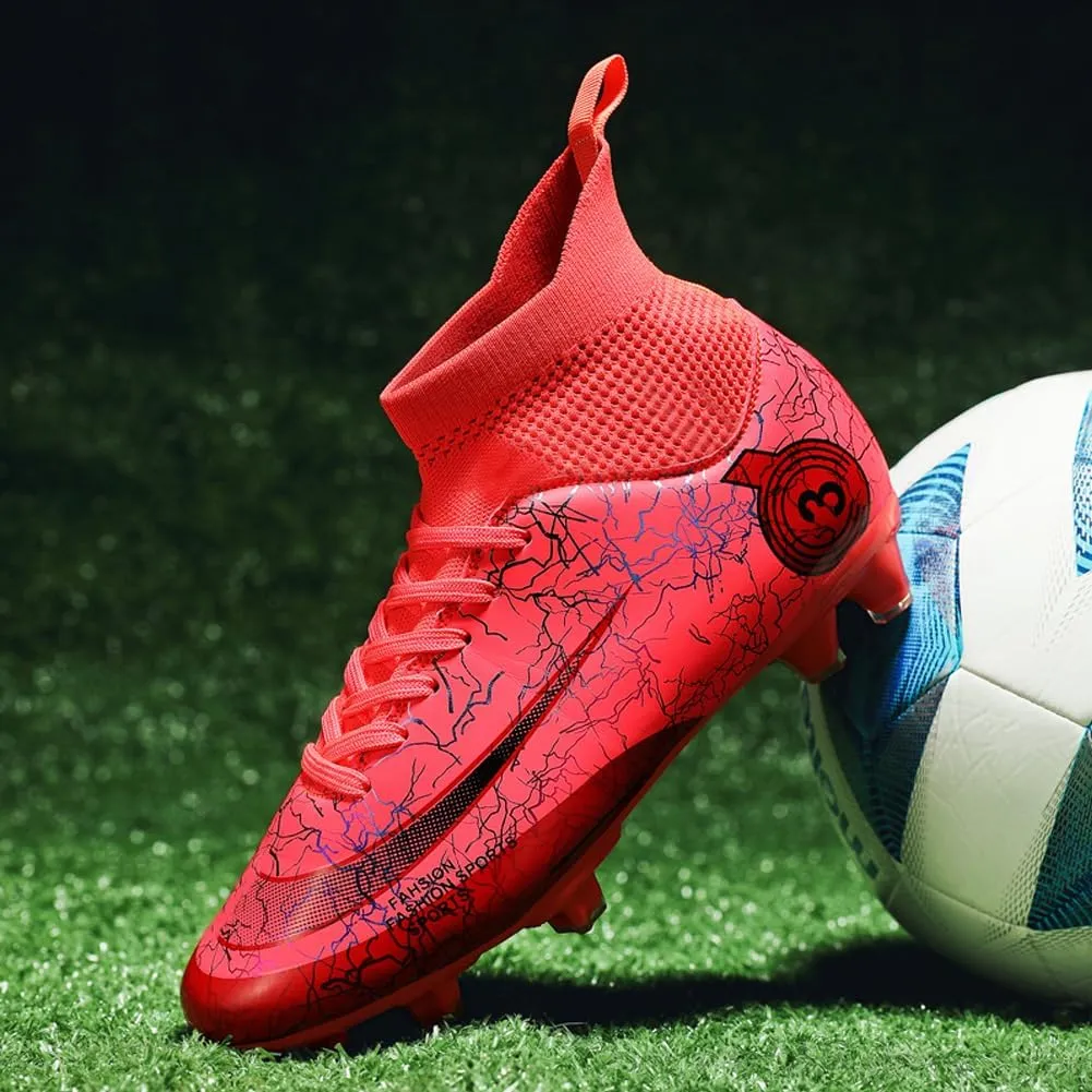 GEXECEUSS Men's Lightweight Football Cleats for Training: Boys High-Top Soccer Boots for Outdoor - Youth Professional Futsal Shoes