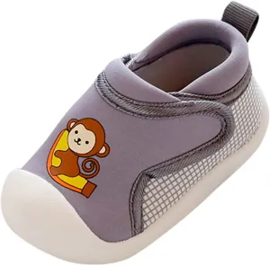 Girls Boys Leisure Shoes Cotton Cloth Cartoon Prints Soft Bottom Breathable Slip On Sport Shoes Non Slip Baby Shoes