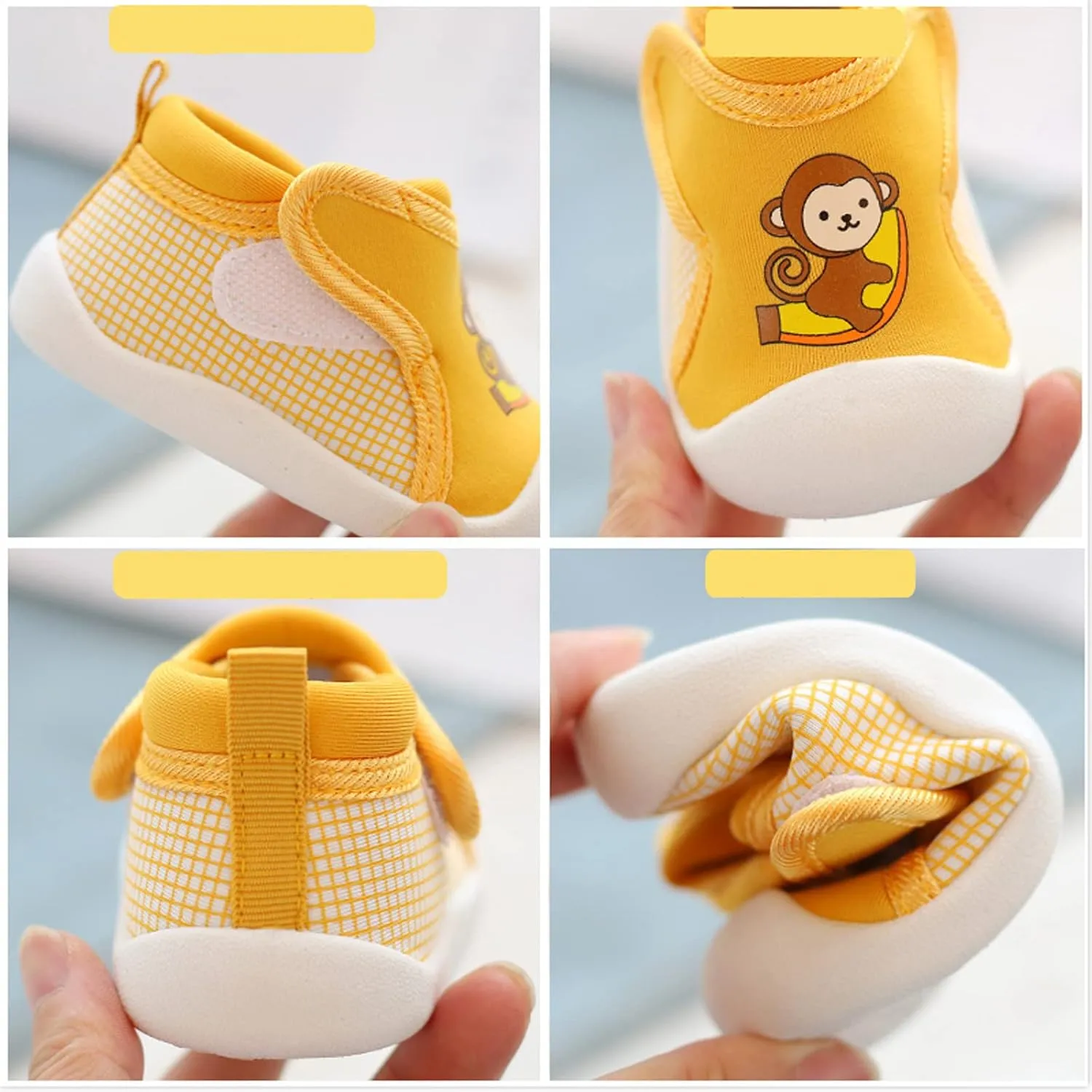 Girls Boys Leisure Shoes Cotton Cloth Cartoon Prints Soft Bottom Breathable Slip On Sport Shoes Non Slip Baby Shoes