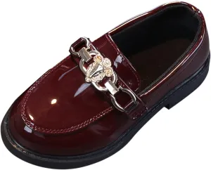 Girls Slip On Leather Shoes Loafer Rhinestone Decoration School Dress Shoes for Girls Kid Rain Boot