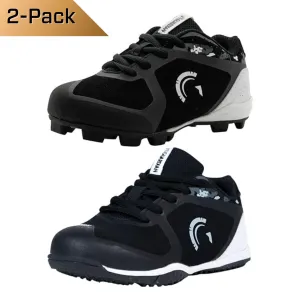 Guardian Baseball Youth Baseball and Softball Low Top Cleats and Turf Shoes (Black/Grey)