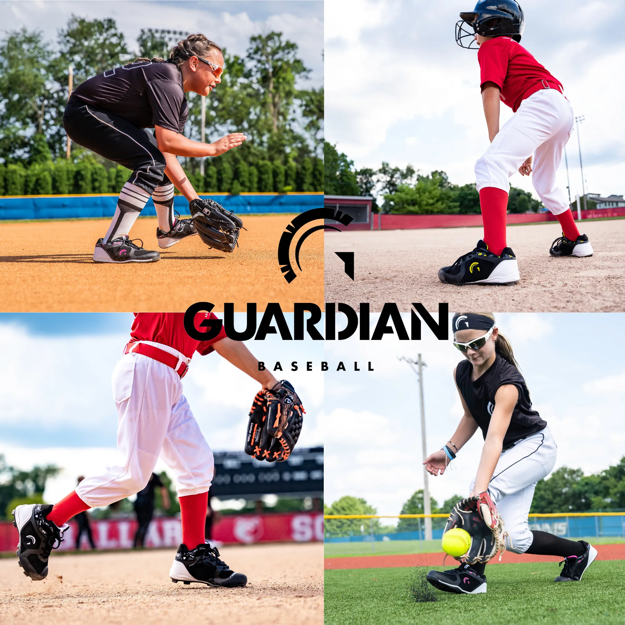 Guardian Baseball Youth Baseball and Softball Low Top Cleats and Turf Shoes (Black/Grey)