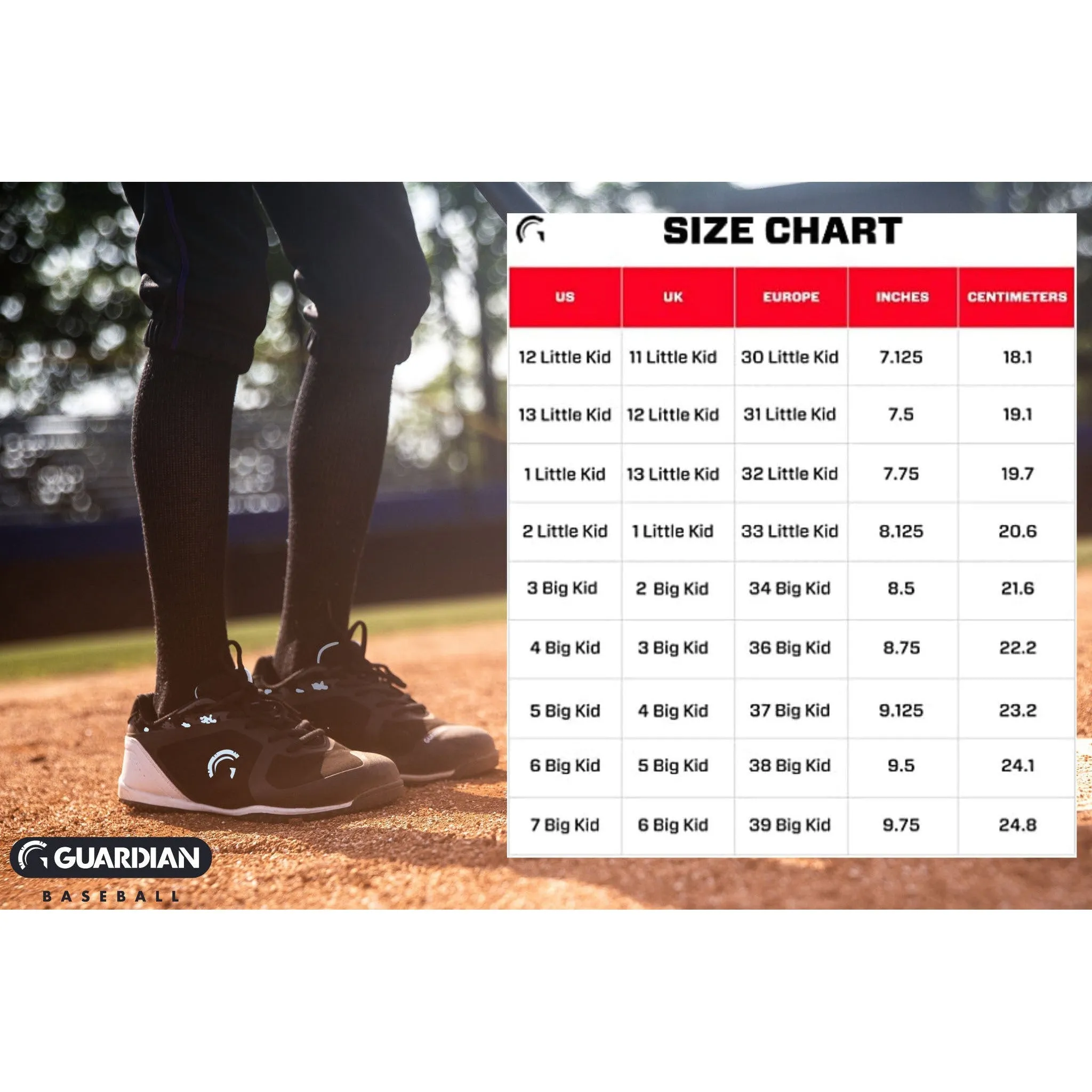 Guardian Baseball Youth Baseball and Softball Low Top Cleats and Turf Shoes (Black/Grey)