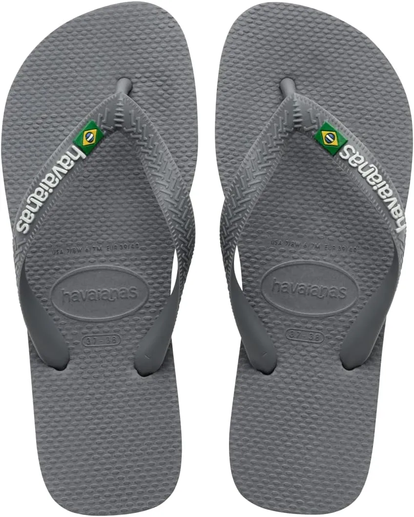 Havaianas Men's Brazil Logo Flip flops - Spring and Summer Sandals for Women - Steel Grey, 13