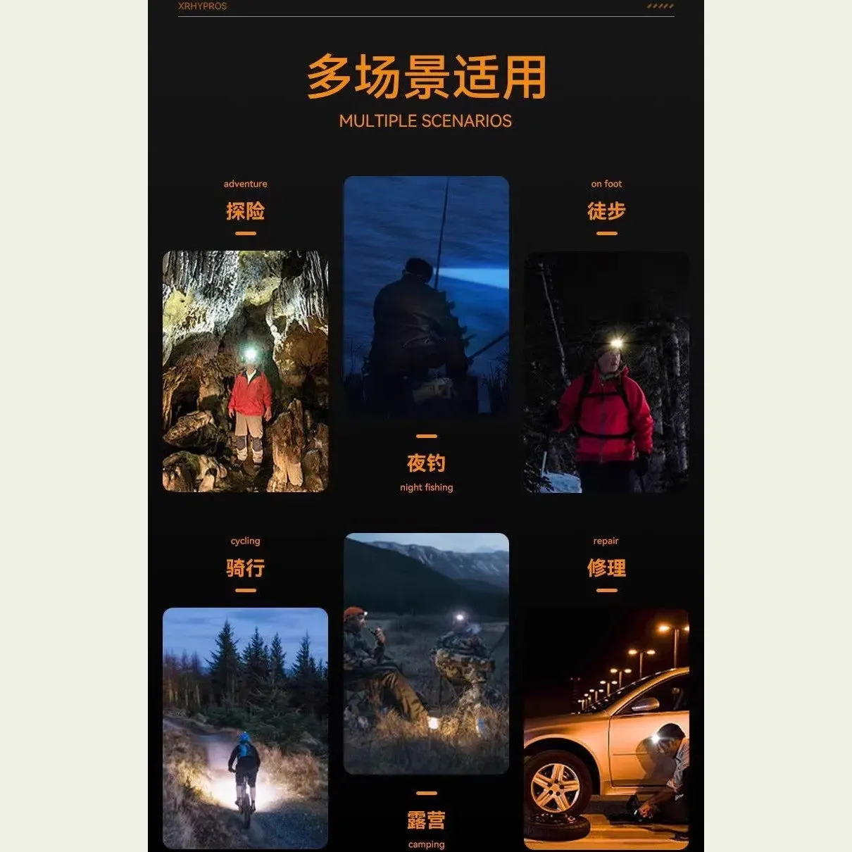 Headlights - Powerful rechargeable, focusing 1000 lumen headlights for ultra-bright lighting for hiking, mountaineering ，camping