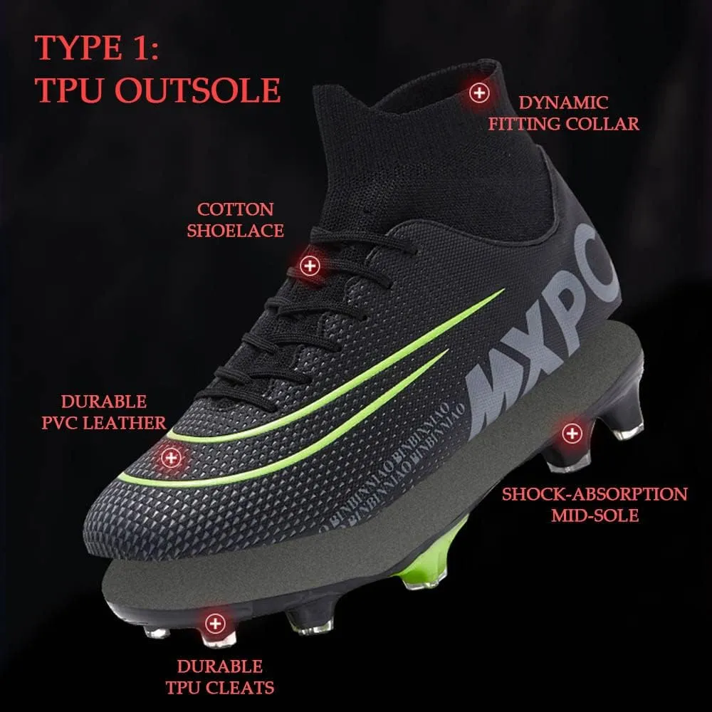 HESBITEUL Mens Athletic Outdoor Indoor Comfortable Soccer Shoes Boys Football Student Cleats Sneaker Shoes High Gripping Power
