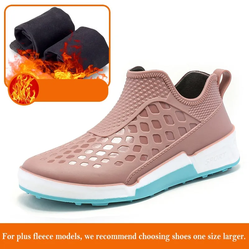 Hnzxzm New Men's Outdoor Non-slip Hiking Shoes Shaxi Fishing Rain Boots Black Work Shoes Durable Waterproof Rubber Fishing Shoes