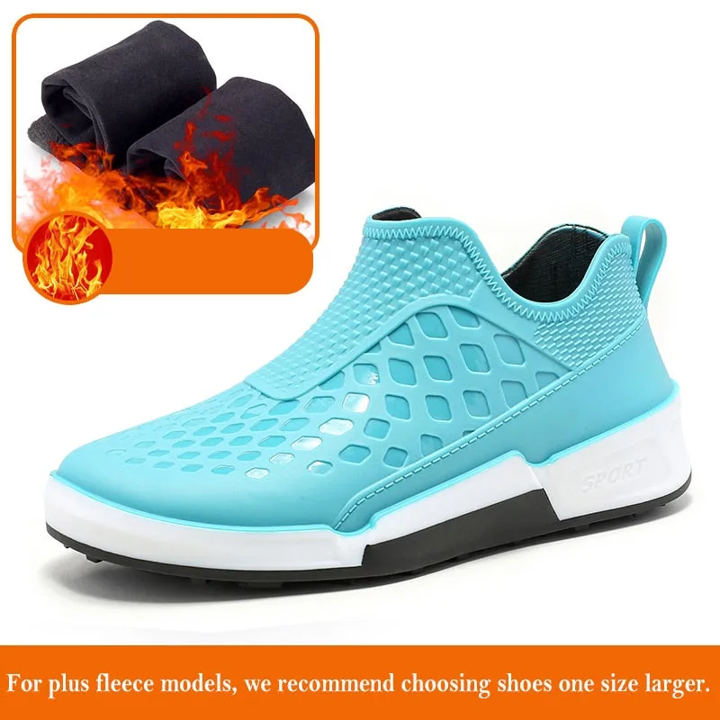 Hnzxzm New Men's Outdoor Non-slip Hiking Shoes Shaxi Fishing Rain Boots Black Work Shoes Durable Waterproof Rubber Fishing Shoes