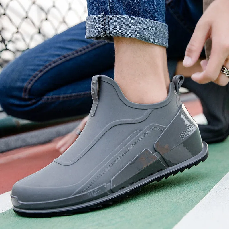 Hnzxzm New Men's Outdoor Non-slip Hiking Shoes Shaxi Fishing Rain Boots Black Work Shoes Durable Waterproof Rubber Fishing Shoes