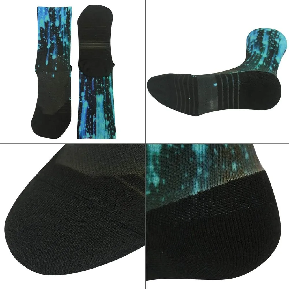 HUSO Cycling Socks for Men Women, Novelty Bike Socks Fun Running Basketball Athletic Crew Socks 3, 4, 7 Pairs