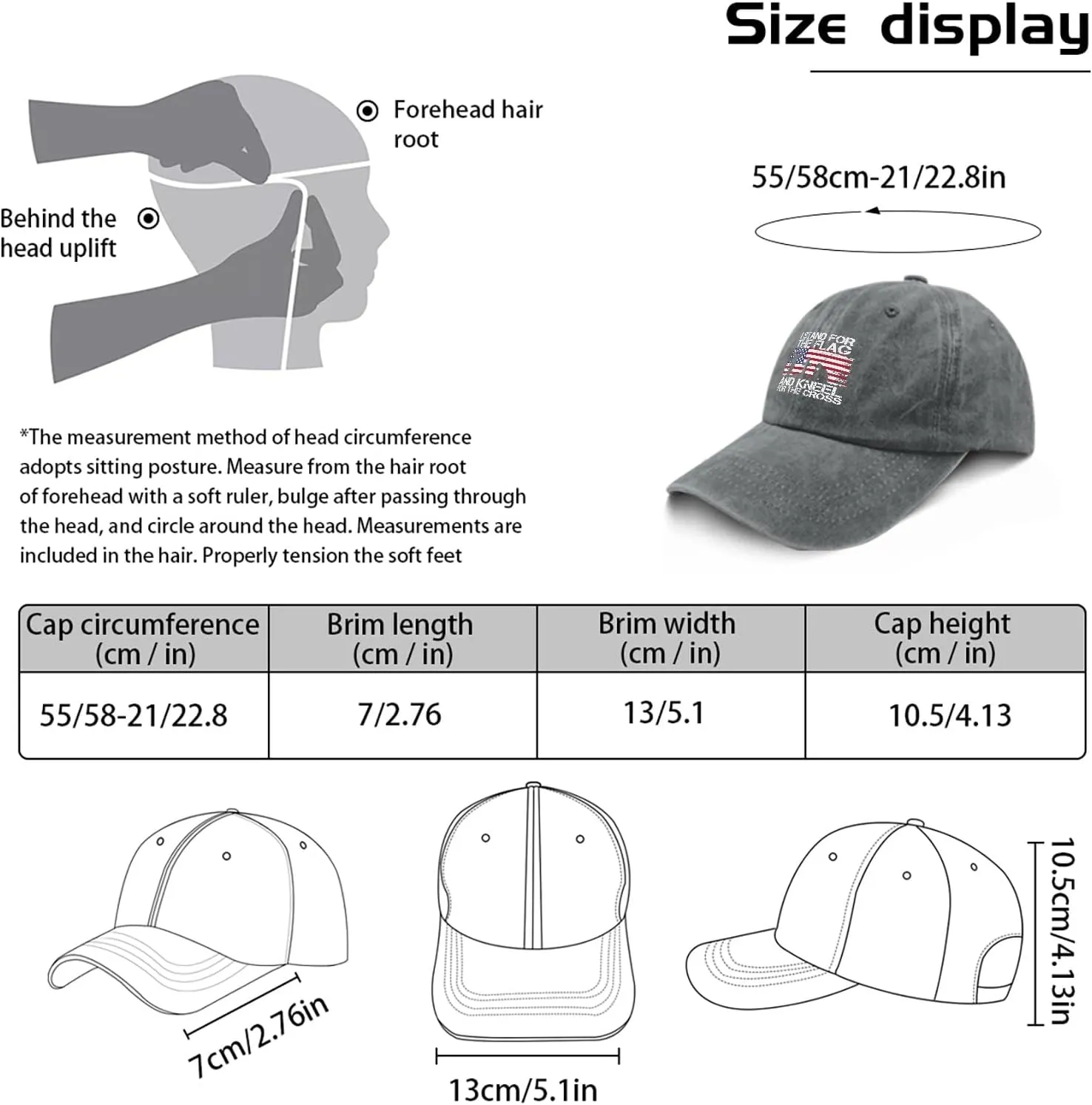 I Stands for The Flag and Kneels for The Cross Flag Mens Baseball Hats Cool Hats for Women Breathable Cap Sun Hat
