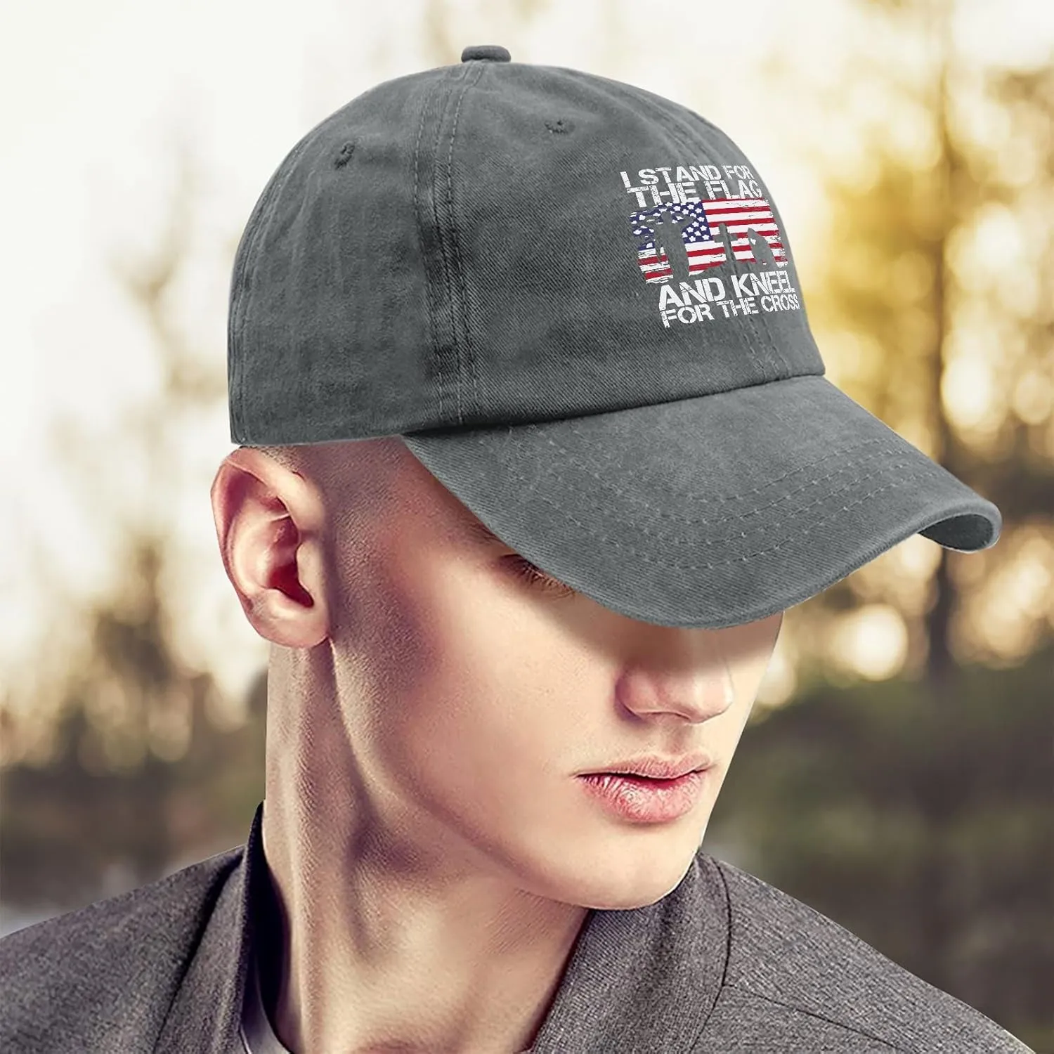 I Stands for The Flag and Kneels for The Cross Flag Mens Baseball Hats Cool Hats for Women Breathable Cap Sun Hat