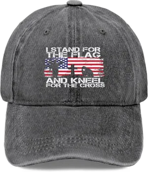 I Stands for The Flag and Kneels for The Cross Flag Mens Baseball Hats Cool Hats for Women Breathable Cap Sun Hat